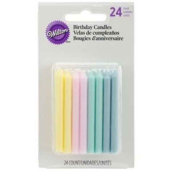 Candele Rotonde Colori Pastello 24 Pz Wilton