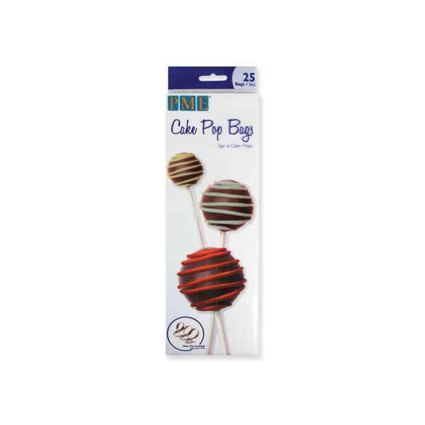 PME Sacchetti Cake Pop con Nastrini Argento Pacco 50 Pz