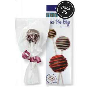 PME Sacchetti Cake Pop con Nastrini Argento Pacco 50 Pz