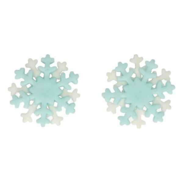 Fiocchi di Neve Bianchi e Blu in Zucchero 6 Pezzi FunCakes