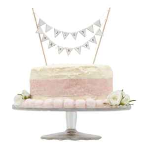 Ginger Ray Cake Bunting Topper Just Married White - Vintage