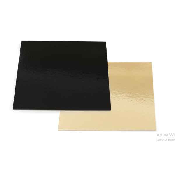 Sottotorta - Vassoio Quadrato Double Face Nero - Oro H 0,3 cm 1 pz