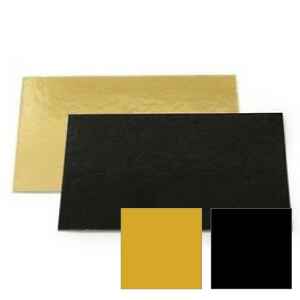 Sottotorta-Vassoio Rettangolare Double Face Nero - Oro H 0,3 cm 1 pz