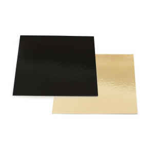 Sottotorta - Vassoio Quadrato Double Face Nero - Oro H 0,3 cm 1 pz