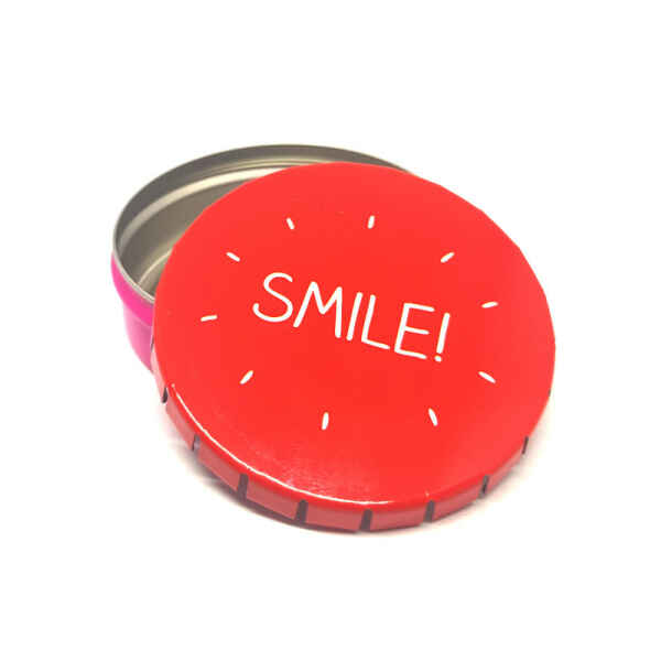 Mini latta tonda tascabile click clak Smile Happy Jackson
