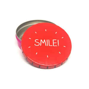 Mini latta tonda tascabile click clak Smile Happy Jackson