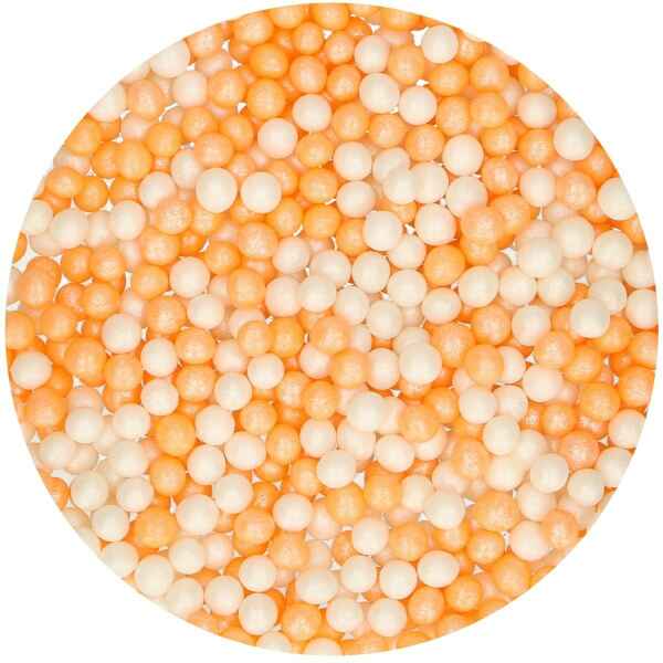 FunCakes Perle Morbide Bianche - Arancioni Ø 5 mm 60 g