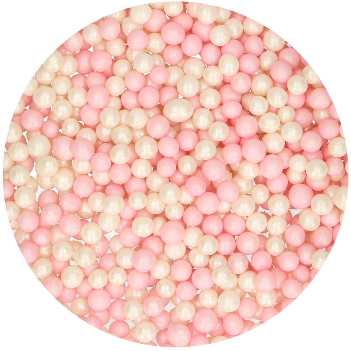 bibliotekar Muskuløs linse Perle Morbide Bianco - Rosa Ø 5 mm 60 Grammi FunCakes