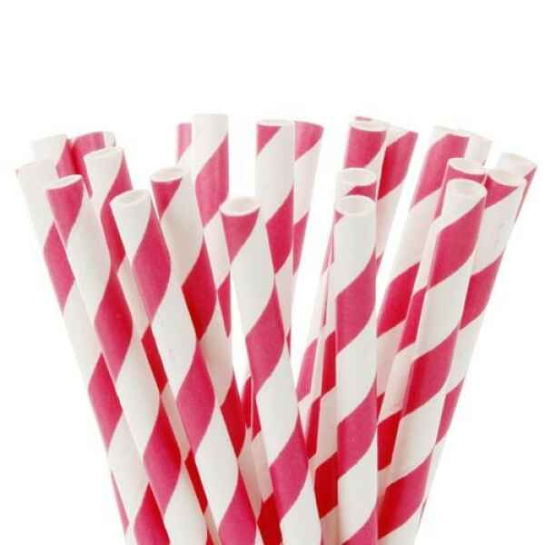 Cake Pops Straws Stripes Fucsia Rink 20 Pz House of Marie