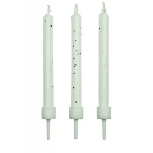 Candeline Glitter Bianco con Supporto 10 Pz PME