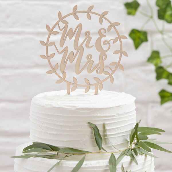 Cake Topper in legno Ginger Ray Mr & Mrs Beautiful Botanics