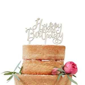 Ginger Ray Wooden Cake Topper Happy Birthday Boho