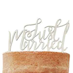 Ginger Ray Wooden Cake Topper Just Married Boho