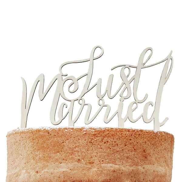 Ginger Ray Wooden Cake Topper Just Married Boho