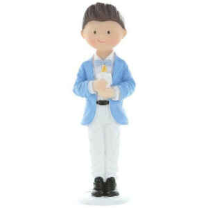 Comunione figura decorativa Ragazzo moro con candela 10 cm