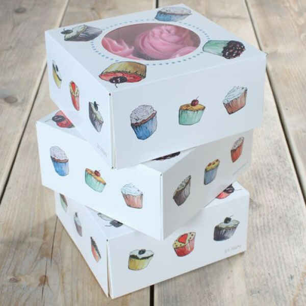 Box 4 Cupcakes 17 x 17 x 8 cm e Inserto 3 Pz FunCakes