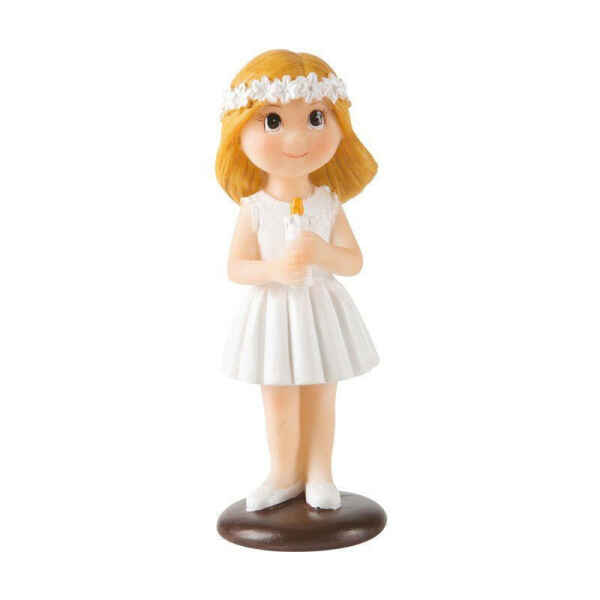 Comunione figura decorativa Ragazza con candela 10 cm