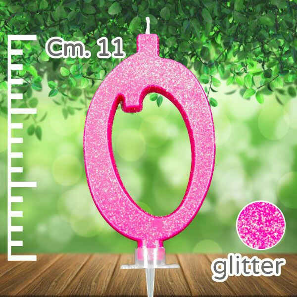 Candelina Fucsia Numero 0 Glitterata