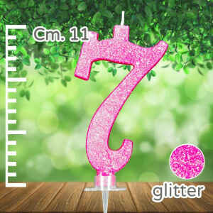 Candelina Fucsia Numero 7 Glitterata