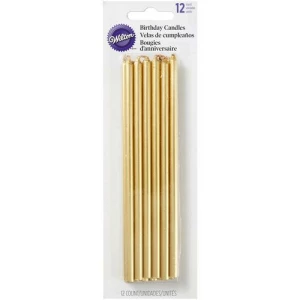 Candele di Compleanno Alte Oro 12 Pz Wilton