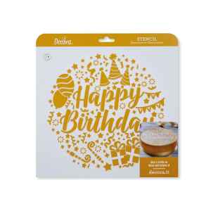 Stencil Happy Birthday Diametro 25 cm