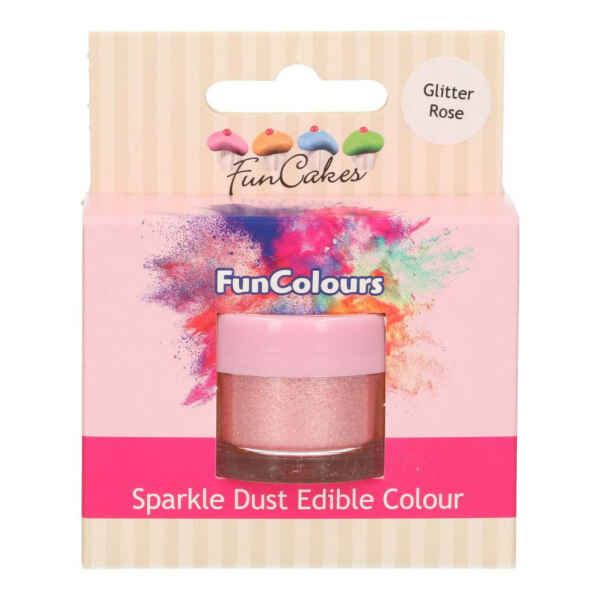 Polvere Colorata Edibile Rosa Glitter 3,5 g FunCakes