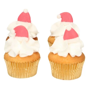 Decorazioni di zucchero Cappello di Babbo Natale Senza Glutine 8 Pz Confezionati da noi