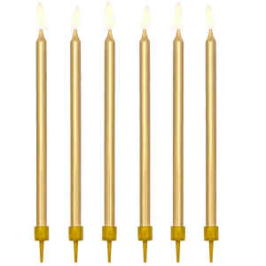 Birthday Candles Plain Gold 12,5 cm 12 Pz PartyDeco