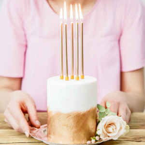 Birthday Candles Plain Gold 12,5 cm 12 Pz PartyDeco