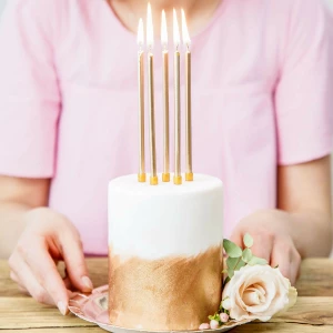 Birthday Candles Plain Gold 12,5 cm 12 Pz PartyDeco