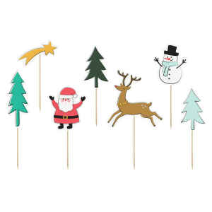 Cake Toppers Merry Xmas 7 Pz PartyDeco