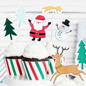 Cake Toppers Merry Xmas 7 Pz PartyDeco