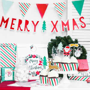 Cake Toppers Merry Xmas 7 Pz PartyDeco