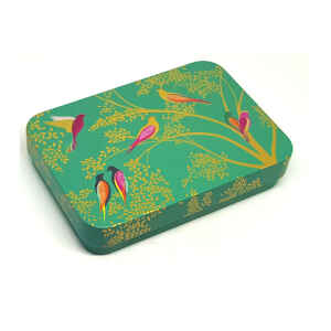 Latta Sara Miller Slip Lid Pocket Tins - Green Birds Sara Miller