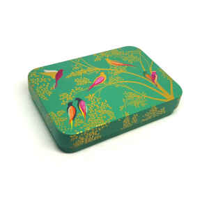 Latta Sara Miller Slip Lid Pocket Tins - Green Birds Sara Miller