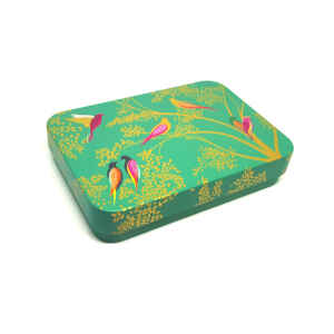 Latta Sara Miller Slip Lid Pocket Tins - Green Birds Sara Miller