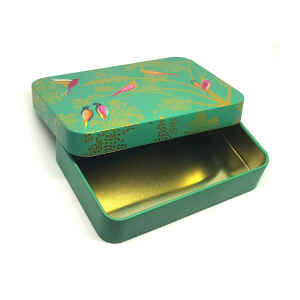 Latta Sara Miller Slip Lid Pocket Tins - Green Birds Sara Miller