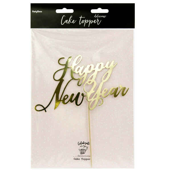 Cake Topper Happy New Year - Oro PartyDeco