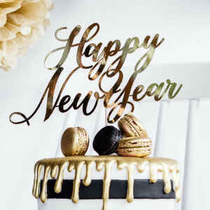 Cake Topper Happy New Year - Oro PartyDeco