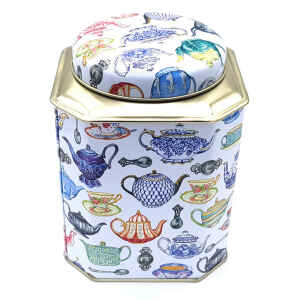 Scatola di latta Teapot Corner Cut Dome Caddy