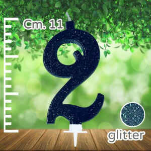 Candelina Nera Numero 2 Glitterata