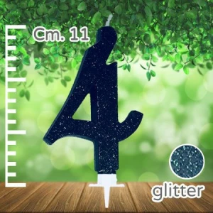 Candelina Nera Numero 4 Glitterata