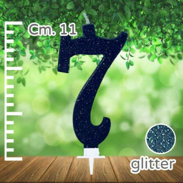 Candelina Nera Numero 7 Glitterata