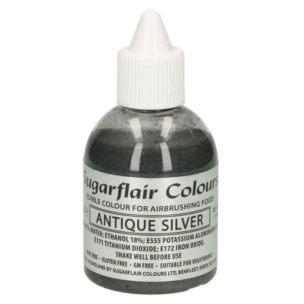 Colorante per Aerografo Argento Antico Glitter 60 ml Sugarflair