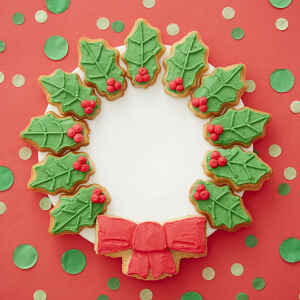 Teglia Cookie Pan Wreath Holly Leaf Ghirlanda Wilton