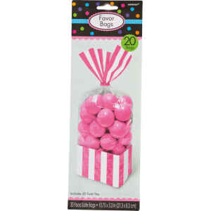 Sacchetti cellophane striped 13 x 25 cm Rosa Intenso 10 Pz