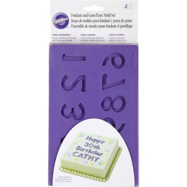 Stampo Fondant e Pasta di Gomma Lettere Numeri Set 4 Pz WILTON