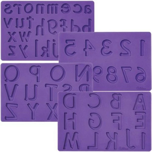 Stampo Fondant e Pasta di Gomma Lettere Numeri Set 4 Pz WILTON