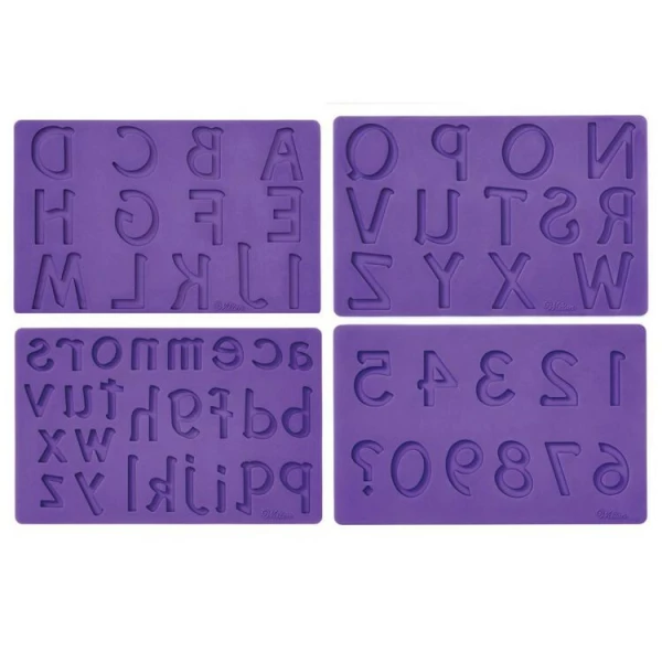 Stampo Fondant e Pasta di Gomma Lettere Numeri Set 4 Pz WILTON