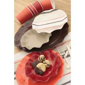 Piatti Piani di Carta a Petalo Marrone Cioccolato 27 cm 10 Pz